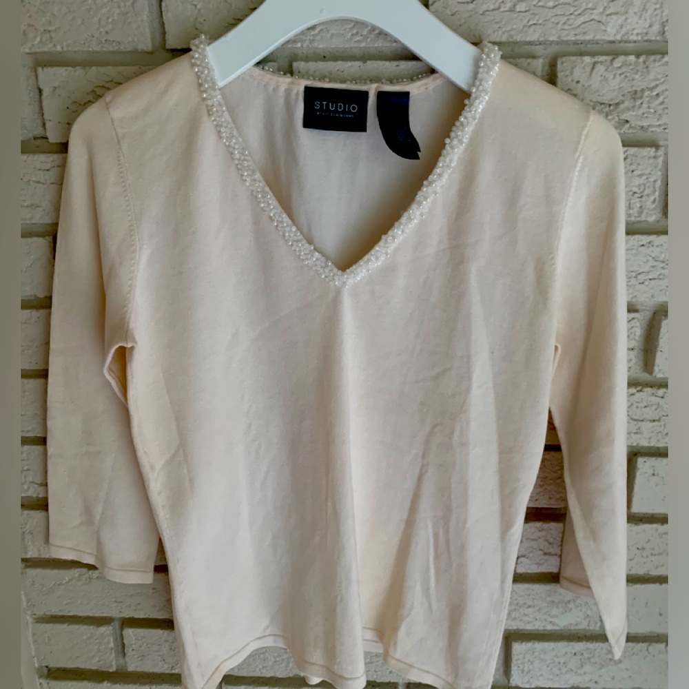 Knit Top with Beaded Trim size S